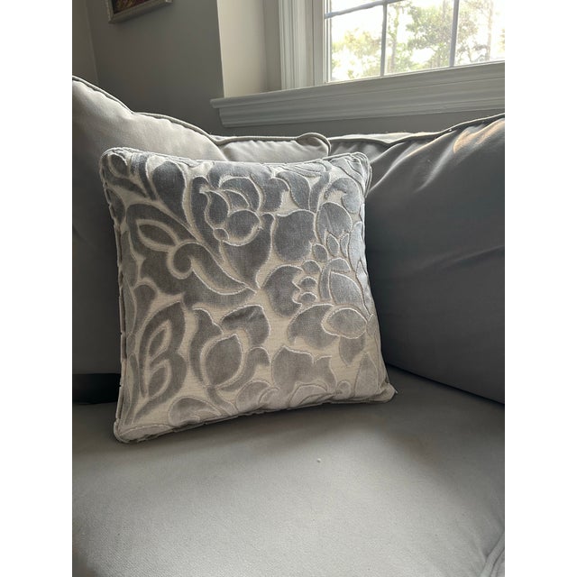 Contemporary Pair of Floral Pattern Down-Filled Pillows For Sale - Image 3 of 4