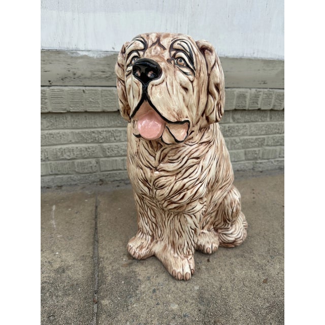 Ceramic Vintage Ceramic Hand Crafted Life Size Dog For Sale - Image 7 of 7