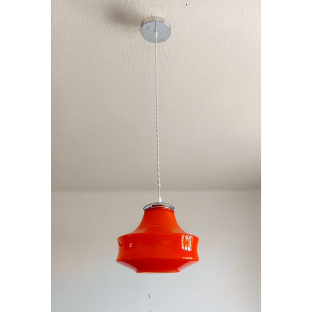 1970s Space Age Orange UFO Pendant Light, 1970s For Sale - Image 5 of 7