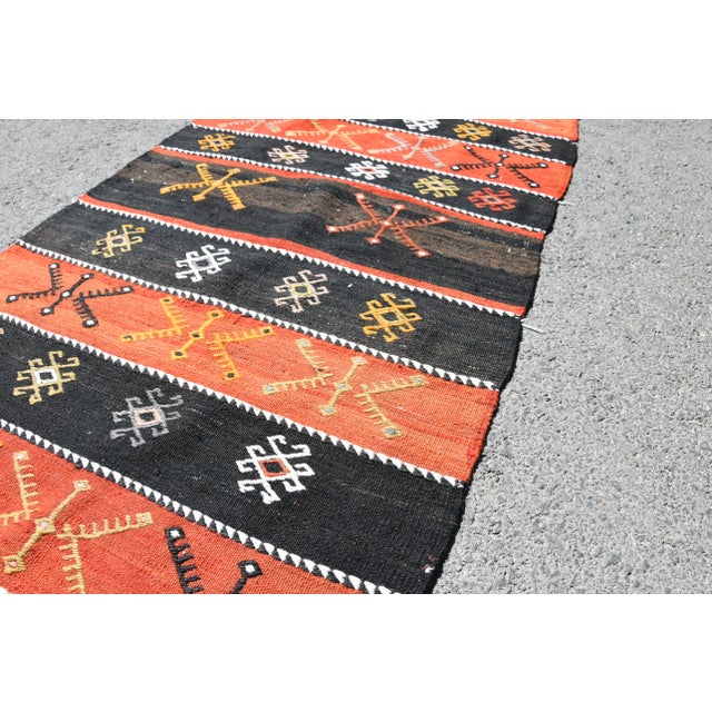 1960s Rustic Hand Knotted Striped Runner Rug For Sale - Image 9 of 11