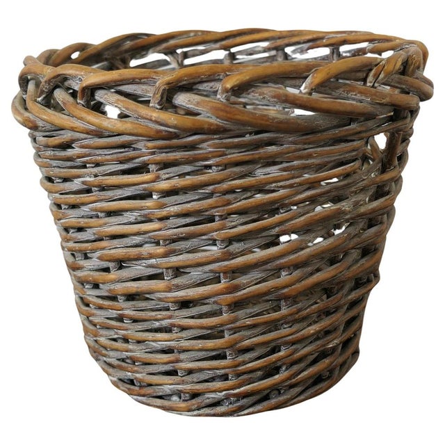 Brown Wicker Waste Paper Basket For Sale - Image 8 of 8