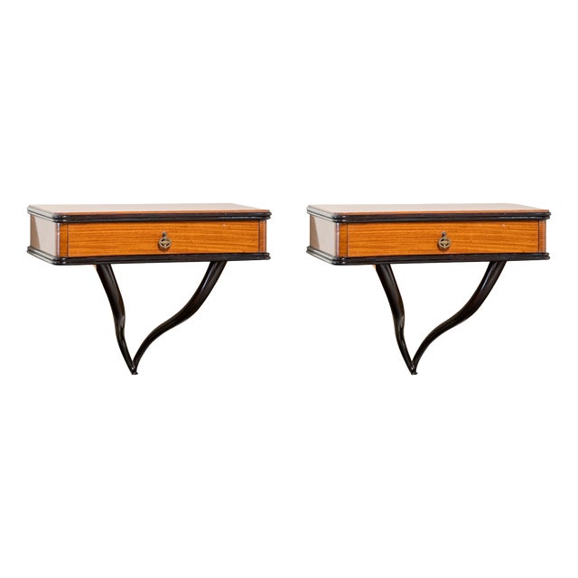 Small Vintage Italian Bedside Tables, 1950s, Set of 2 For Sale