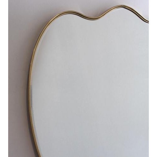 1960s Vintage Italian Wall Mirror with Brass Frame in the style of Gio Ponti, 1960s For Sale - Image 5 of 16