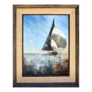 1970s Sailboat Seascape by Jaqueline Kammerer Cattaneo For Sale