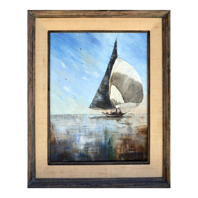 1970s Sailboat Seascape by Jaqueline Kammerer Cattaneo For Sale