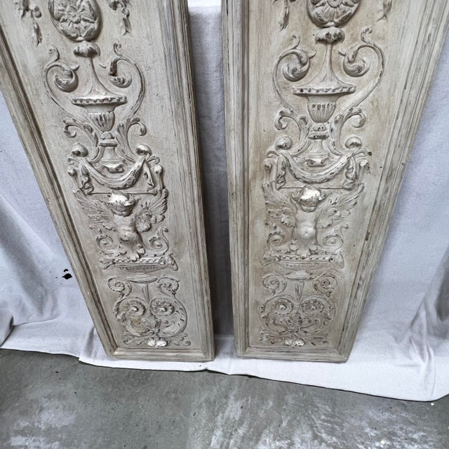 Traditional Vintage Regency Style Plaster Mold Cherub Panels- a Pair For Sale - Image 3 of 6