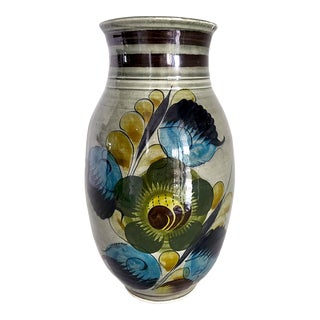1970s Tonalá Mexico Floral Ceramic Vase For Sale
