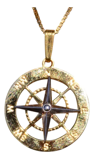 The Compass: 14 Karat Gold Compass Pendant