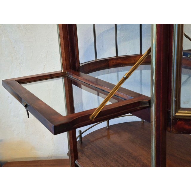 Serving Bar Cart in Mahogany, Brass and Glass, 1920 For Sale - Image 12 of 14