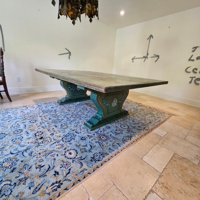 Mid 20th Century Italian Venetian Style Hand Painted Trestle Dining Table For Sale - Image 5 of 12