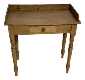 Antique Pine Side Table With Drawer and Lip From England