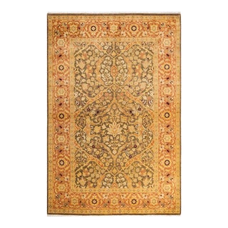 Eclectic, One-of-a-Kind Hand-Knotted Area Rug - Green, 6' 2" x 9' 4" For Sale