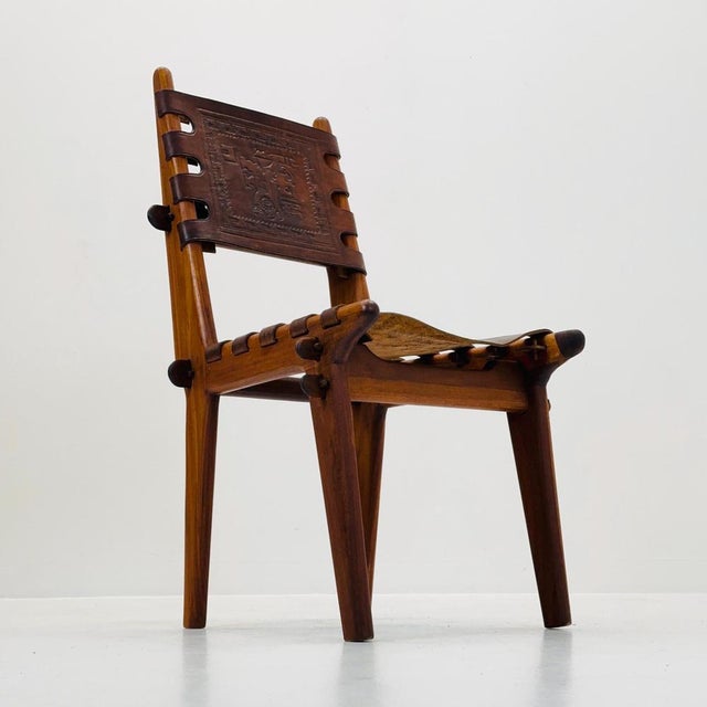 Ecuadorian Dining Chair with Stamped Leather by Angel Pazmino, 1960s For Sale - Image 3 of 11