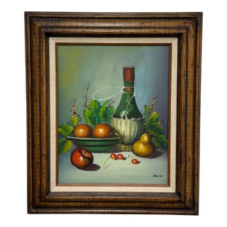 Late 20th Century Sebastian Still Life Oil Painting, Framed For Sale