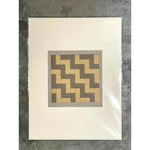 Vintage Geometric Tile Pattern Serigraph For Sale - Image 12 of 12
