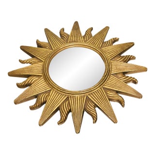 1960s Small Sunburst Convex Wall Mirror For Sale