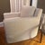 Pair Restoration Hardware Belgian Slipcovered Square Arm Lounge Chairs Linen Skirted For Sale - Image 9 of 9