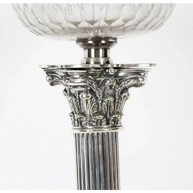 Victorian Silver-Plated Corinthian Column Table Lamp, 19th Century For Sale - Image 3 of 8