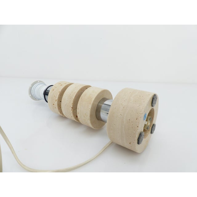Travertine and Chrome Table Lamp, Italy, 1970s For Sale - Image 6 of 8