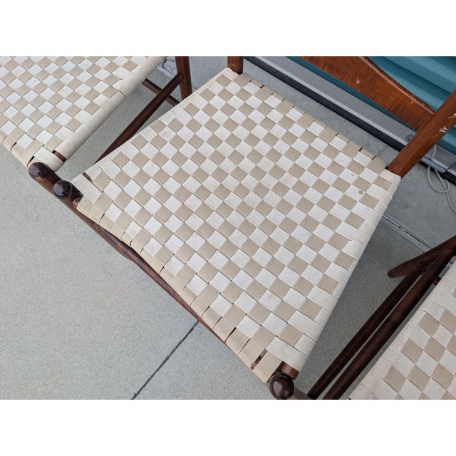 1970s Set of 4 Shaker Cherry Ladder Back Dining Chairs in the Style of Nichols & Stone For Sale - Image 10 of 13