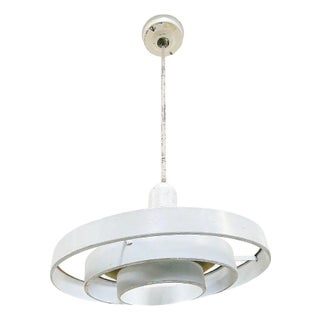 Mid-Century "Saturn" Ceiling Steel 20" Hooded Pendant by Kurt Versen For Sale