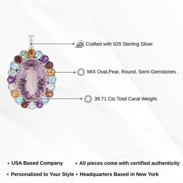 Ornate Victorian Style Multi-Gemstone Pendant in 925 Sterling Silver For Sale - Image 6 of 11