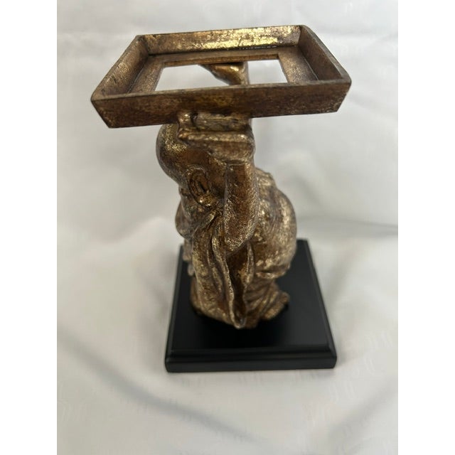 Metal Laughing Buddha With Glass Vessel For Sale - Image 7 of 9