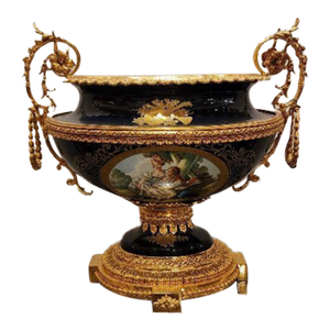 Early 20th Century French Gilt Limoges Style Porcelain Handled Centerpiece