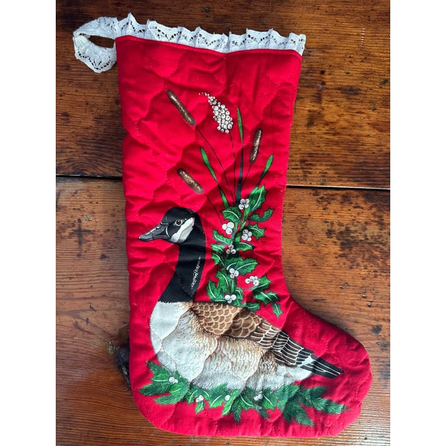 1980s Vintage Mallard and Goose Christmas Stockings-A Pair For Sale - Image 5 of 10