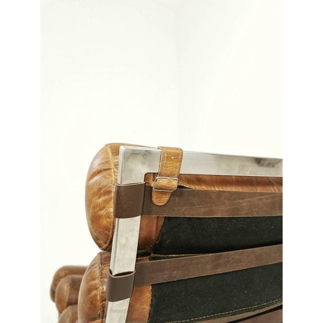 Mid-Century Corona Lounge Chair in Leather and Chrome by Ludwig Mies Van Der Rohe, 1980s For Sale - Image 10 of 11