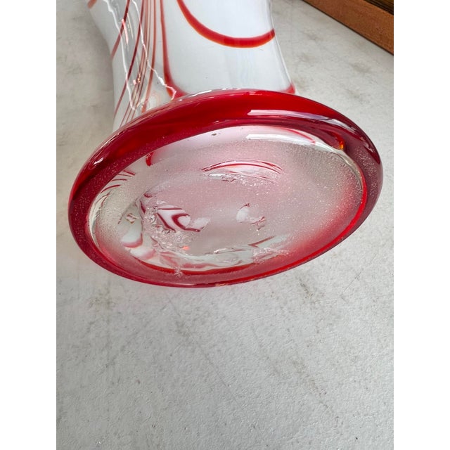 Red Vintage Murano Style Blown Glass Vase For Sale - Image 8 of 8