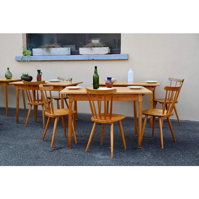 1960s Vintage Bohemian Wood Bistro Tables with Turned Legs, 1960s, Set of 5 For Sale - Image 5 of 18