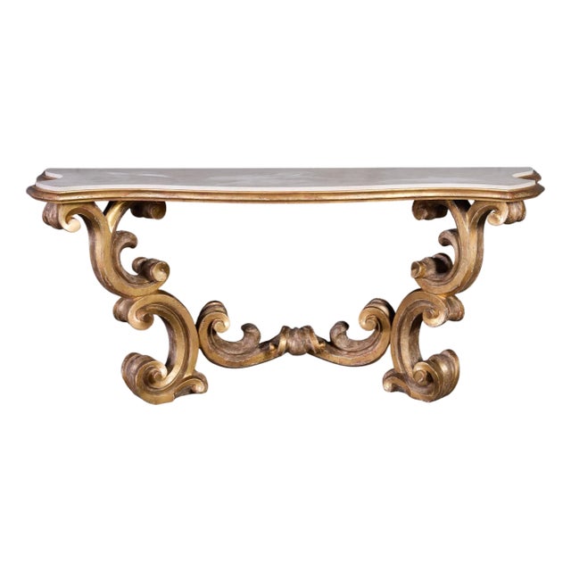 Dennis and Leen Baroque Console French Limestone Top For Sale