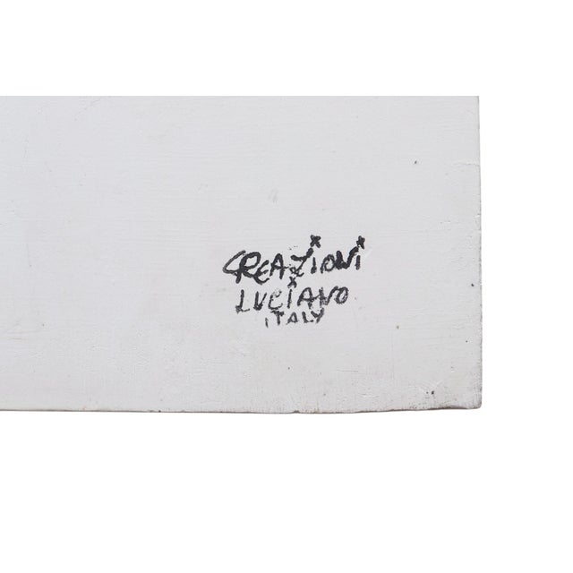 Blue Mediterranean Houses Italian Hand Painted Tile Art by Creazioni Luciano For Sale - Image 8 of 8