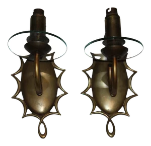1935 Authentic Jules Leleu French Art Deco Dore Bronze Sconces - a Pair