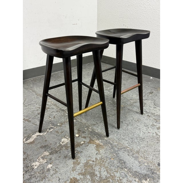 Contemporary Brownstone Balboa Bar Stools, Pair For Sale - Image 3 of 12