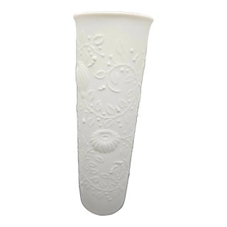Vintage German Flower Vase 11.3" White Matt by Ak Kaiser For Sale
