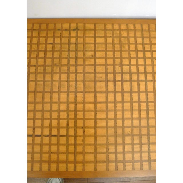 Mid-Century Wood Coffee Table with Graphic Marquetry and Grid Pattern, 1950s For Sale - Image 11 of 13