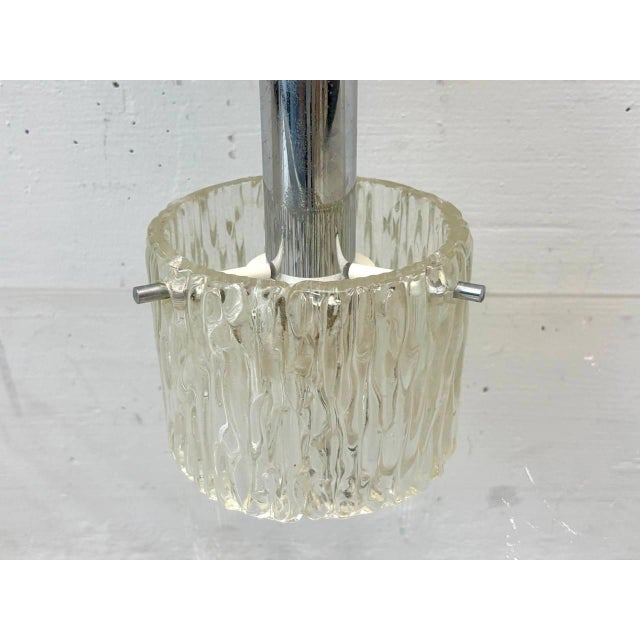 Vintage Pendant Lamp in Textured Glass and Chrome from Kaiser Leuchten, 1970s For Sale - Image 11 of 11