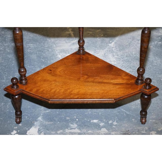 Wood Victorian English Inlaid Burr Walnut Corner Whatnot Stand For Sale - Image 7 of 12