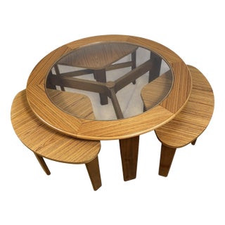 Mid-Century Round Teak Coffee Table with 3 Nesting Side Tables from G-Plan, 1960s, Set of 4 For Sale