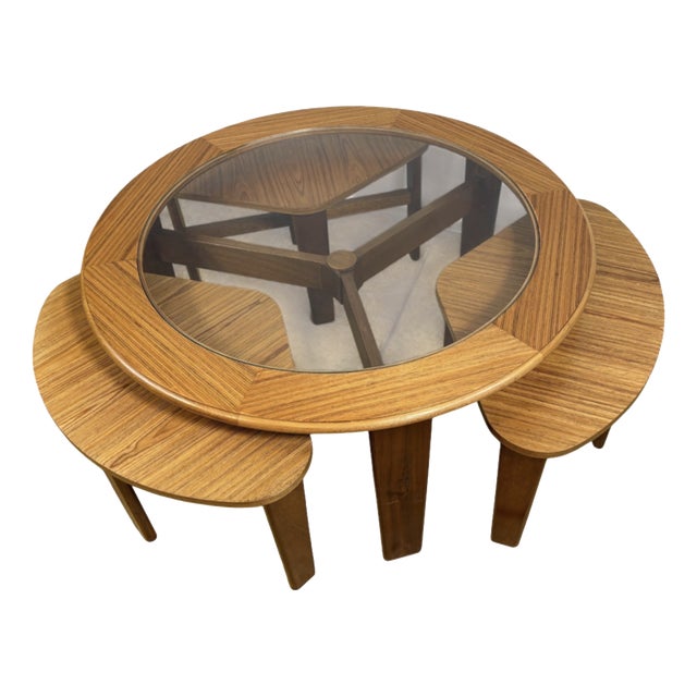 Mid-Century Round Teak Coffee Table with 3 Nesting Side Tables from G-Plan, 1960s, Set of 4 For Sale