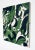 This painting uses an interplay of dark green, black, and negative space, forming abstract, gestural shapes that evoke a...