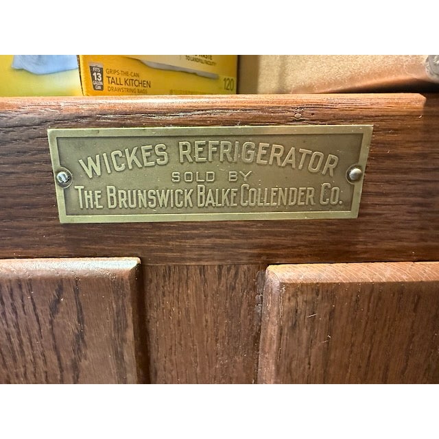 Wood Antique Oak Ice Box by Wickes Refrigerator For Sale - Image 7 of 7
