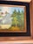 1970s Vintage Mid-Century Modern Mountain Lake Oil Painting Signed Kelly Wood Velvet Frame For Sale - Image 5 of 10