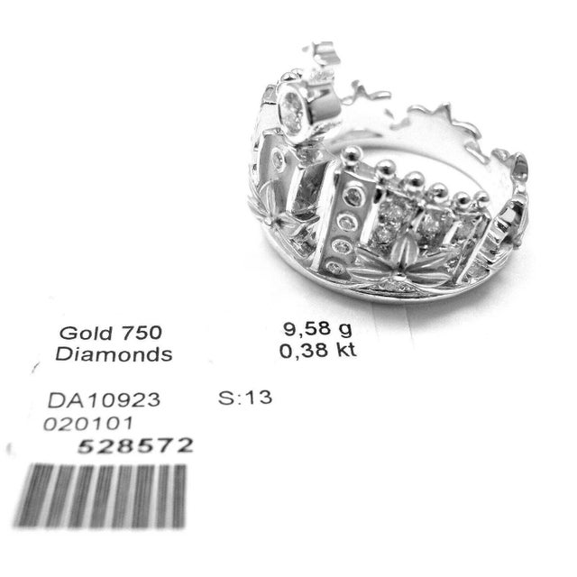 Carrera Y Carrera 18k White Gold Mi Princess Crown Diamond Ring, size 6.75 For Sale In Philadelphia - Image 6 of 6