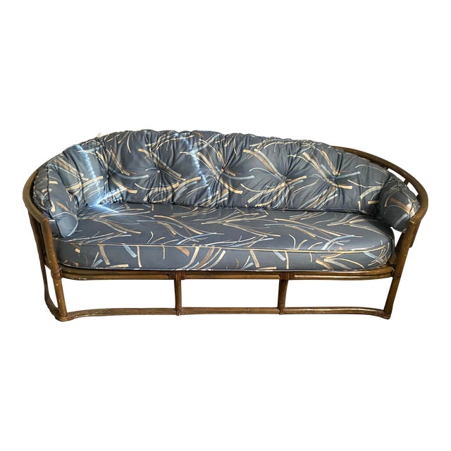 Mid 20th Century McGuire Style Rattan Bamboo Style Sofa Rattan For Sale