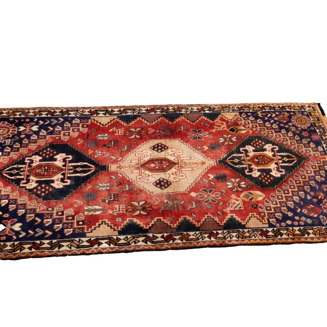 Textile 1970s Hand-Knotted Persian Qashqai Rug 2'8" X 5'4" For Sale - Image 7 of 13