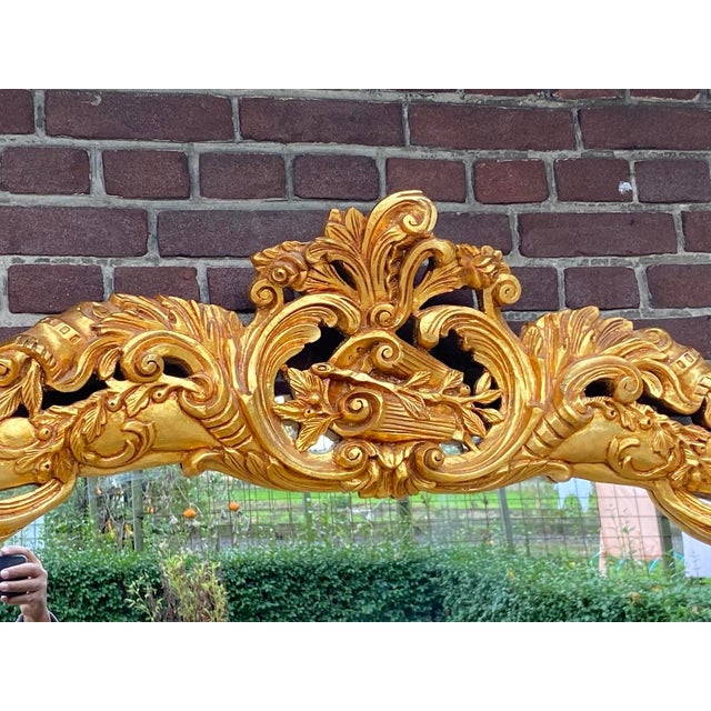 Wood 1970s Italian Rococo Gold Beech Wall Mirror For Sale - Image 7 of 12