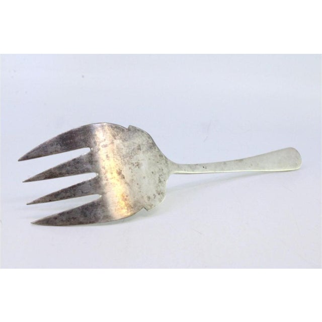 Silver Fish Serving Fork with Flower-Shaped Handle For Sale - Image 5 of 7